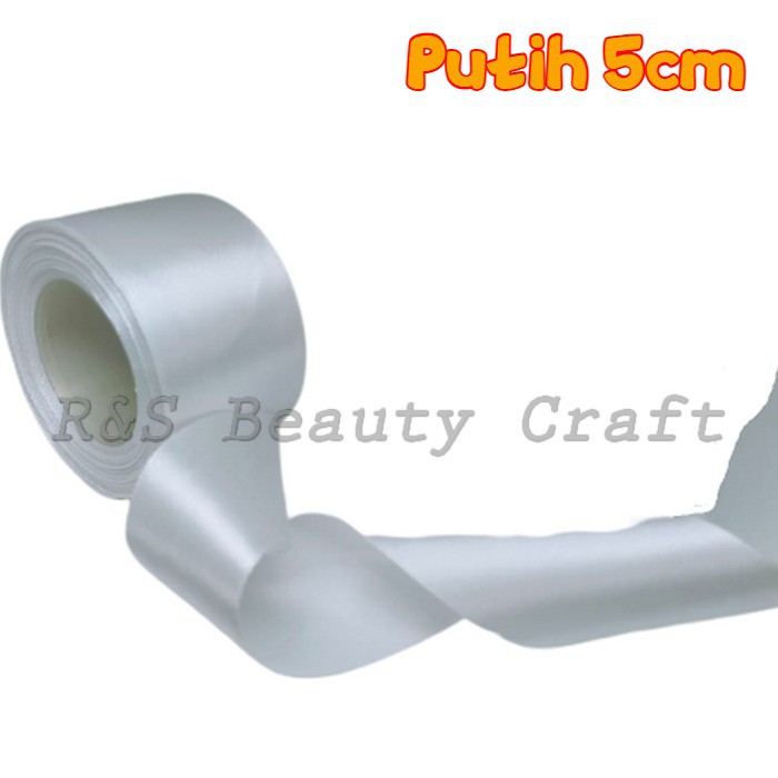

pita satin polos ukuran 5cm putih per roll