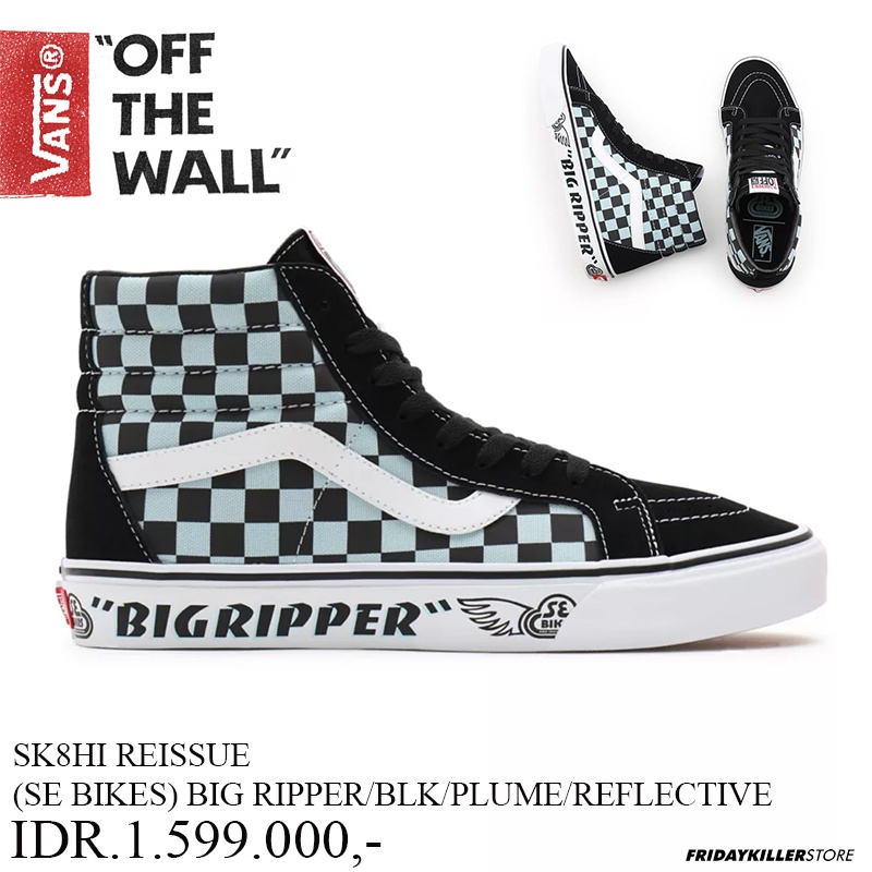 SEPATU VANS OFF THE WALL | SK8 HI REISSUE SE BIKES  BIG RIPPER / BLK / PLUME / REFLECTIVE