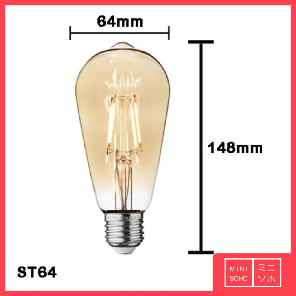 Lampu Filamen LED ST64 / G95 Bulb 4W Bohlam 4w watt Pijar Edison Cafe OVAL