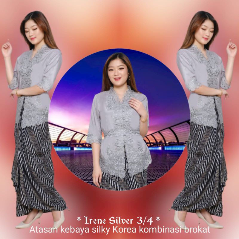 Atasan kebaya encim modern silky Korea kebaya senada brokat