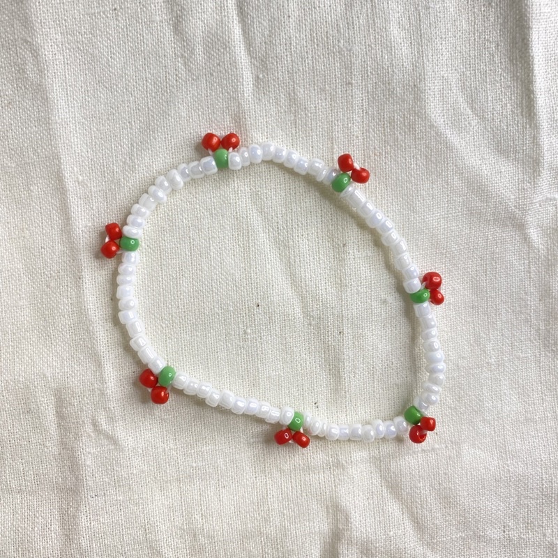 CHERRY BEADS BRACELET, Gelang Tangan Cherry manik indie kid, simple cherry, aesthetic, jeno nct cher