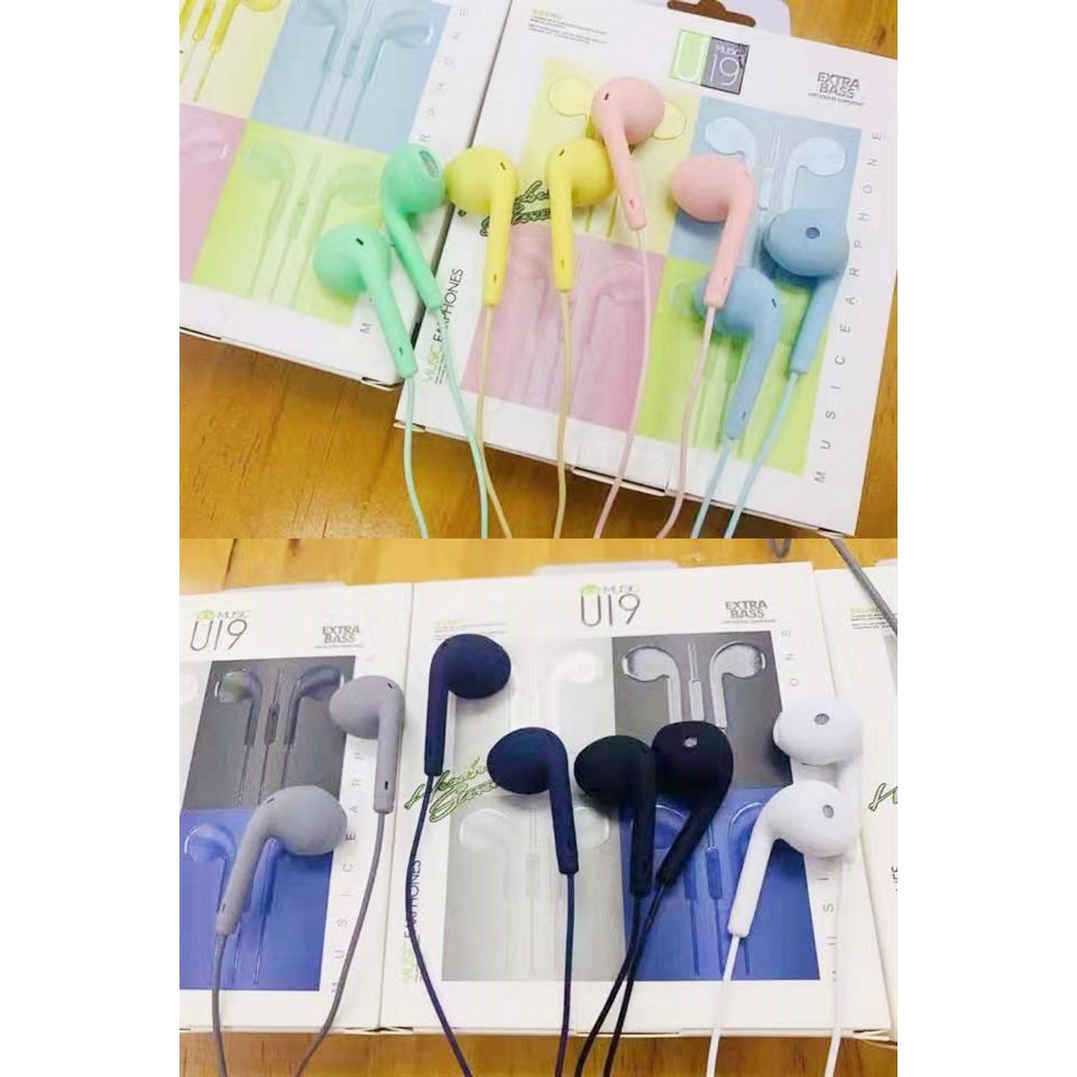 *GrosirHeadset Stereo Music U19 MACARON MATE COLOR HIFI EXTRA BASS