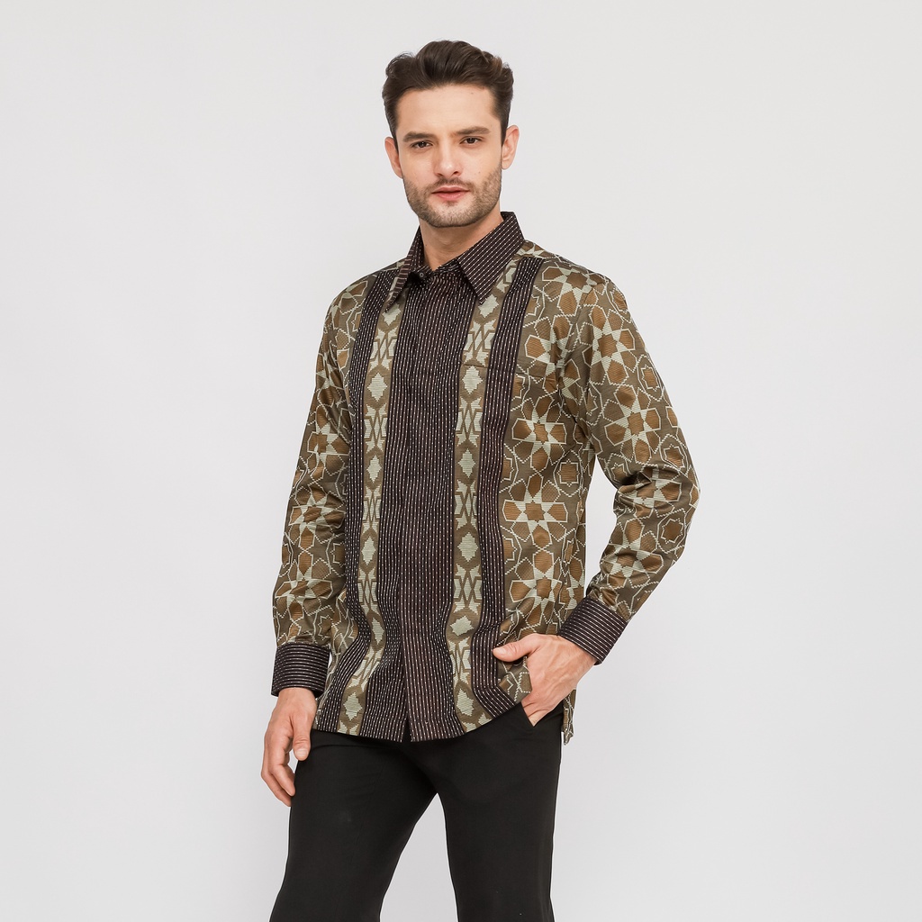 Baju Batik BHS Signature Hijau Coklat 01 // BAMUS BHS // COD