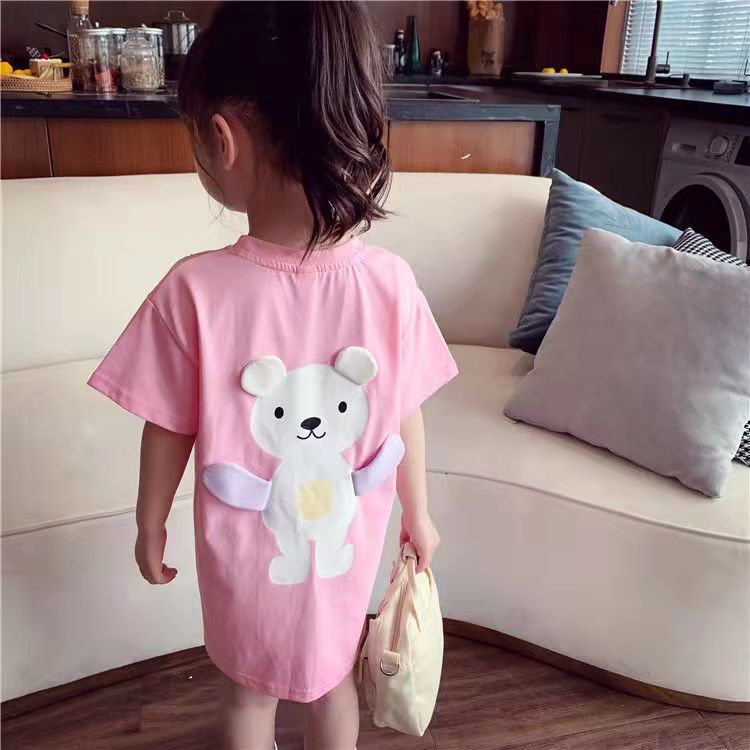 [PRINCESS KESLI]Gaun anak perempuan/Baju anak perempuan/rok bayi/Kaos dress anak moktif beruang cute import