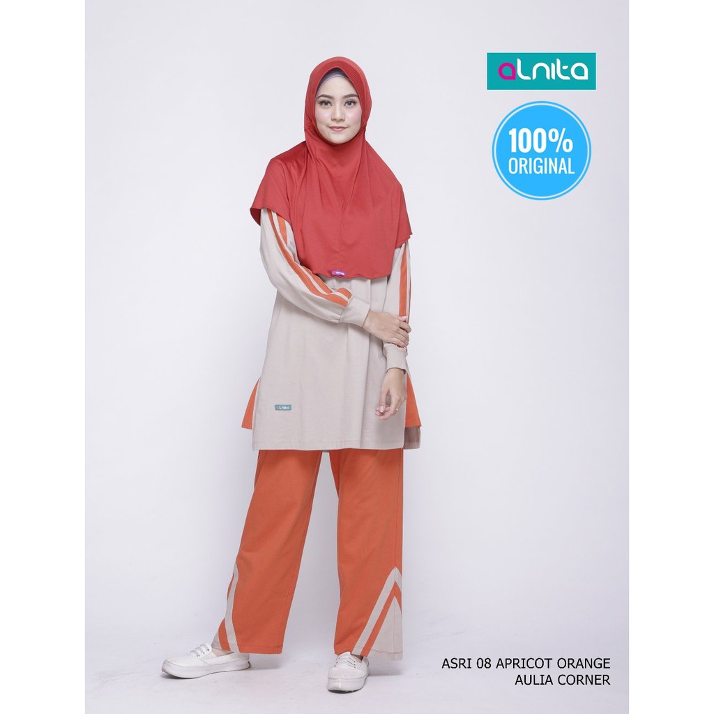 Busana Muslim Setelan Olahraga Alnita ASRI 08 Apricot Orange ORIGINAL Baju Olahraga Anak Perempuan