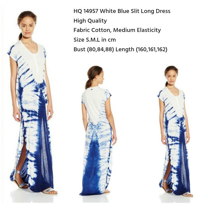 14957 white blue slit long dress