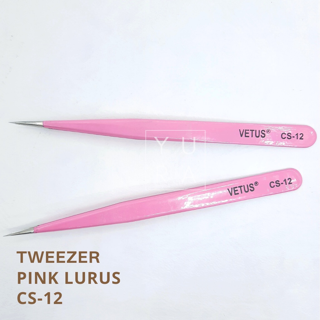 TWEEZER VETUS PINK / Pinset Bulu mata palsu / eyelash extension pinset bengkok lurus