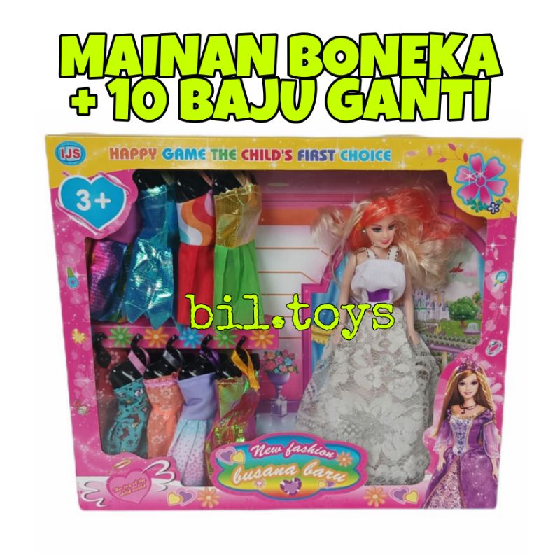 MAINAN ANAK PEREMPUAN BONEKA SET BAJU ISI BANYAK 10PCS BAJU B724