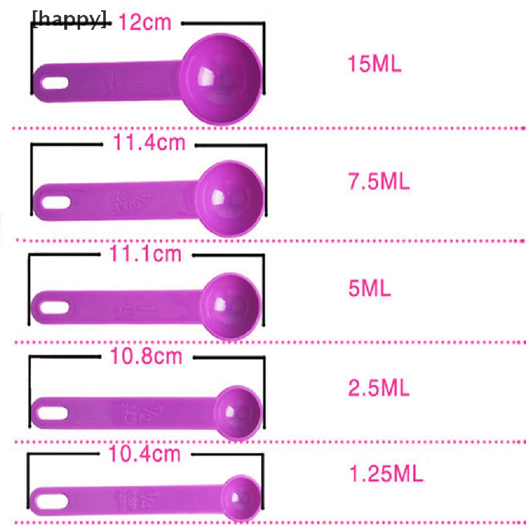 5 Pcs Sendok Ukur Bahan Plastik Dengan Skala Untuk Alat Memasak