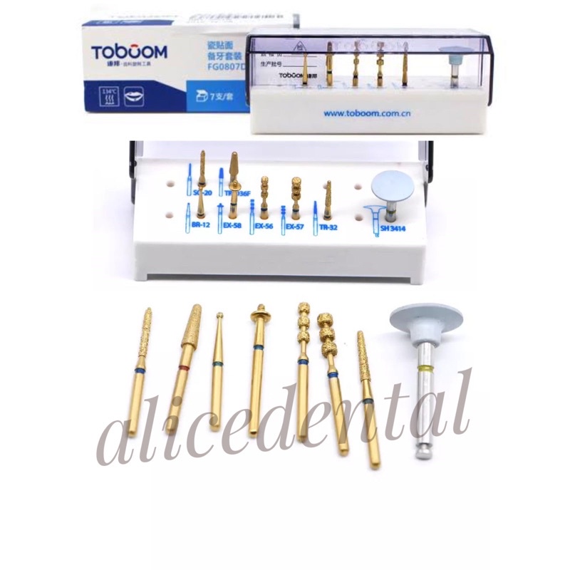 Dental bur veneer kit preparasi veneer TOBOOM veneer gold series gigi isi 8