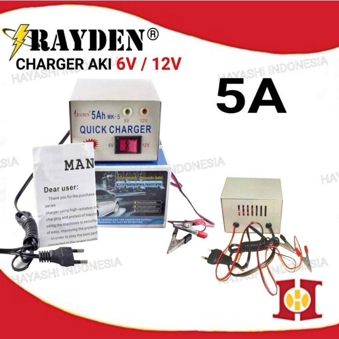 Alat Cas Charger Aki Accu Kering Basah 6V 12V Motor Mobil Truk