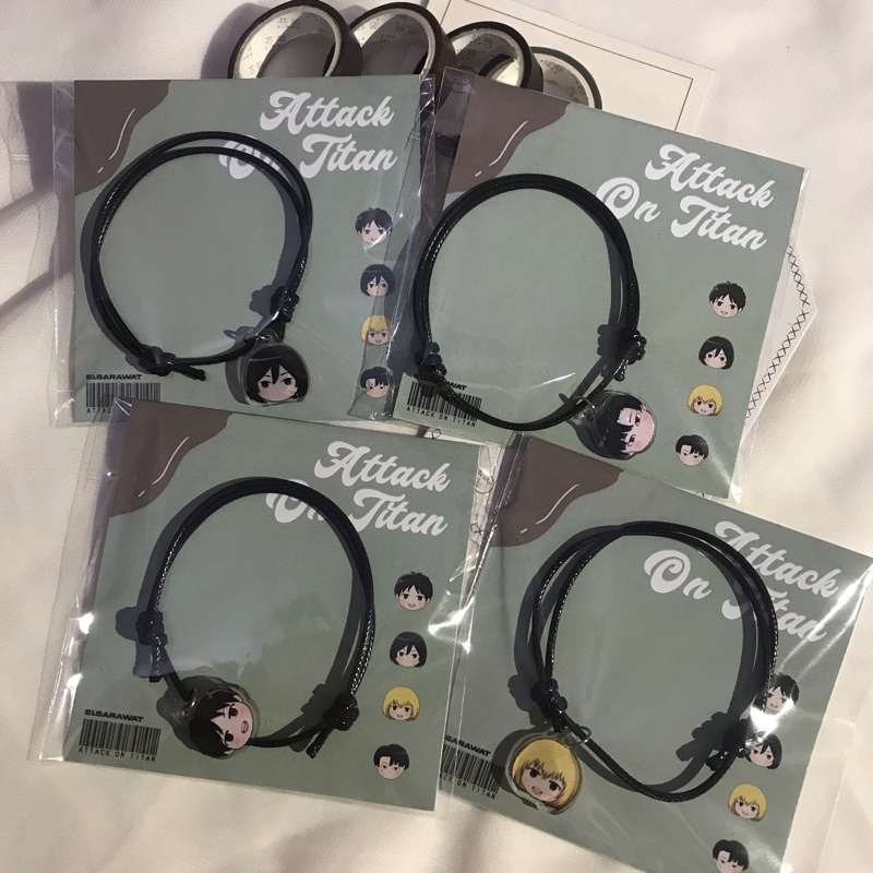 BRACELET ATTACK ON TITAN GELANG AOT gelang levi ackerman eren yeadger mikasa armin arlert brecelet a