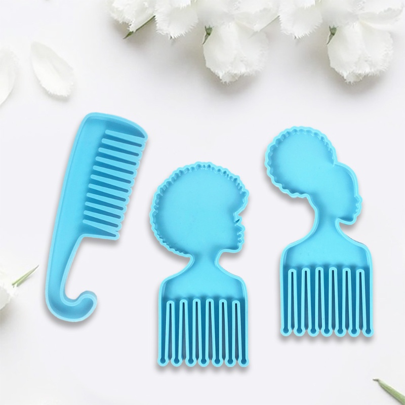 SIY  DIY Crafts African Men Women Heads Shaped Combs Epoxy Resin Mold Silicone Mould