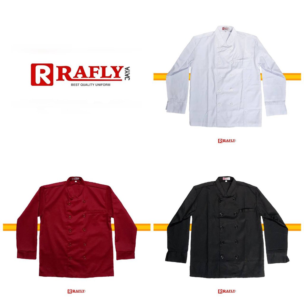 Baju Chef - Baju Koki - Baju Koki Lengan Panjang - Baju Koki Pria/Wanita - Seragam Koki / Rafly Jaya