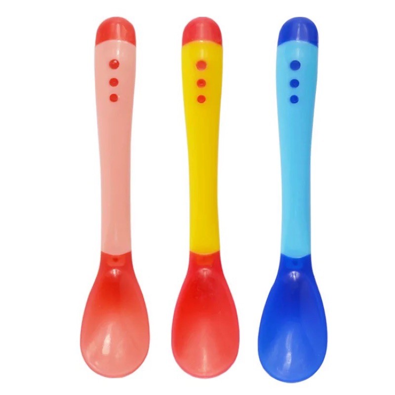 Sendok garpu silikon Bayi sensor Indikator Panas Mpasi perlengkapan makan bayi Baby Spoon Fork