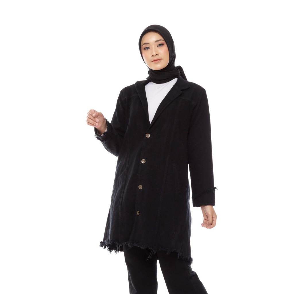 JAKET DENIM MUSLIMAH / JAKET LEVIS MUSLIMAH / JAKET JEANS MUSLIMAH BLEEZIE BLACK