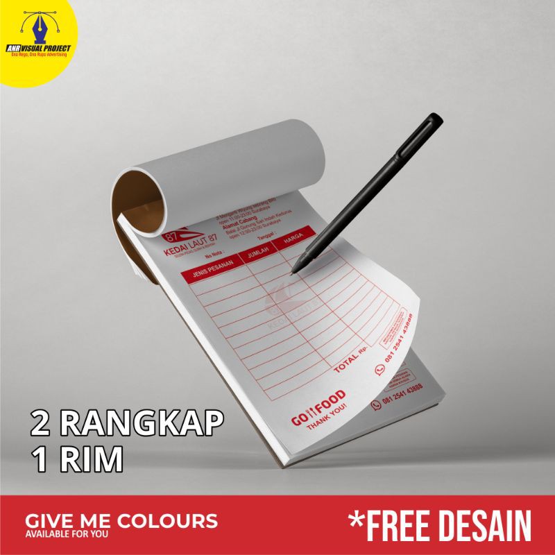 

[FREE DESAIN] Cetak Nota NCR / Invoice | Give Me Colours | 1 Ply, 2ply, 3ply/ Rangkap | 1 Warna