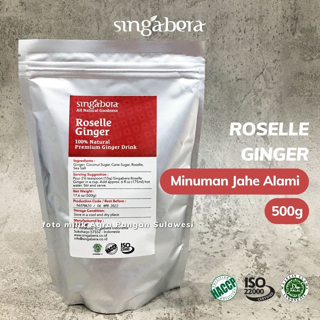 

Roselle Ginger Drinks Singabera 500g | Minuman Jahe Rosella Alami Premium Premix Bubuk Wedang Instan