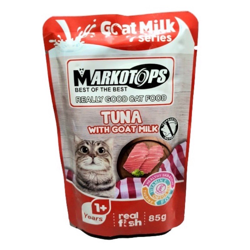 Markotops pouch SACHET 85gr goat milk susu mother kitten &amp; adult kucing makanan basah cat