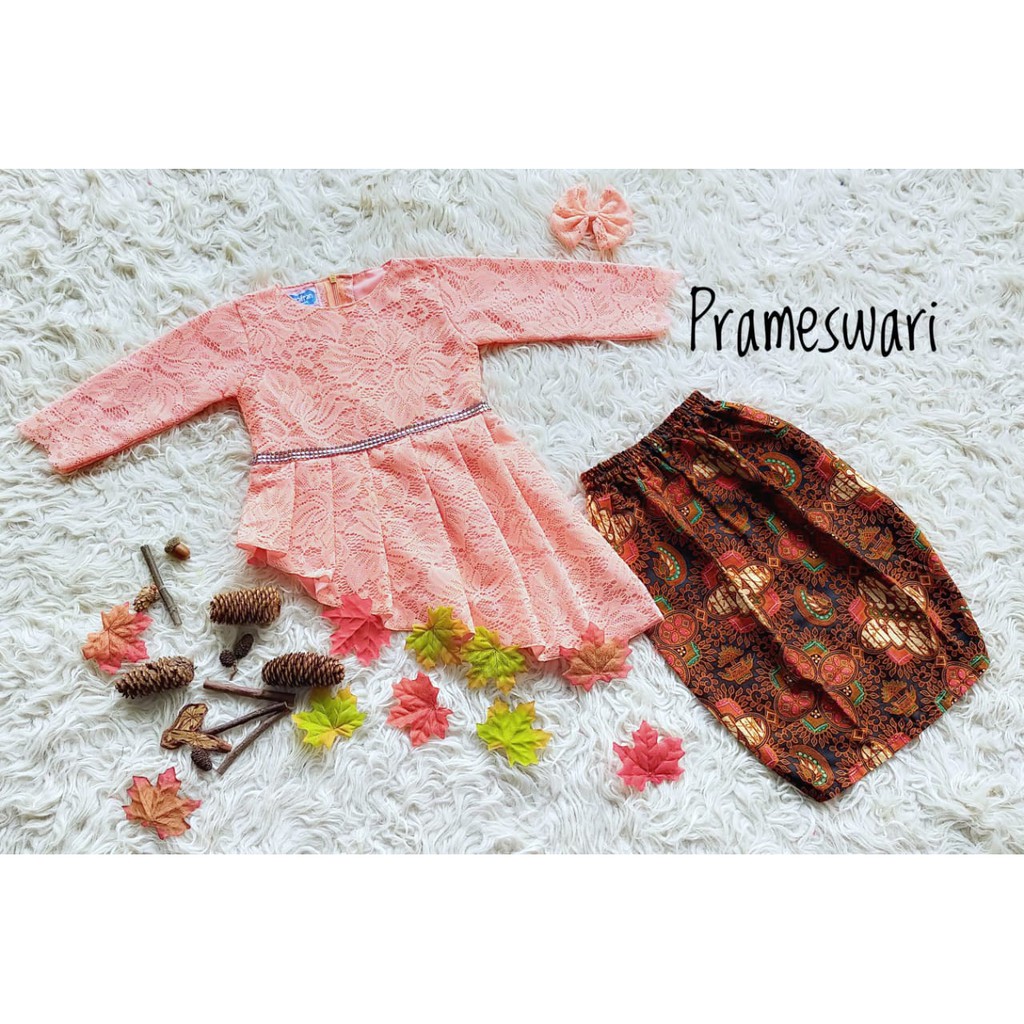 Baju Anak Kebaya Prameswari Warna Peach Usia Newborn-10 Tahun {READYSTOCK}
