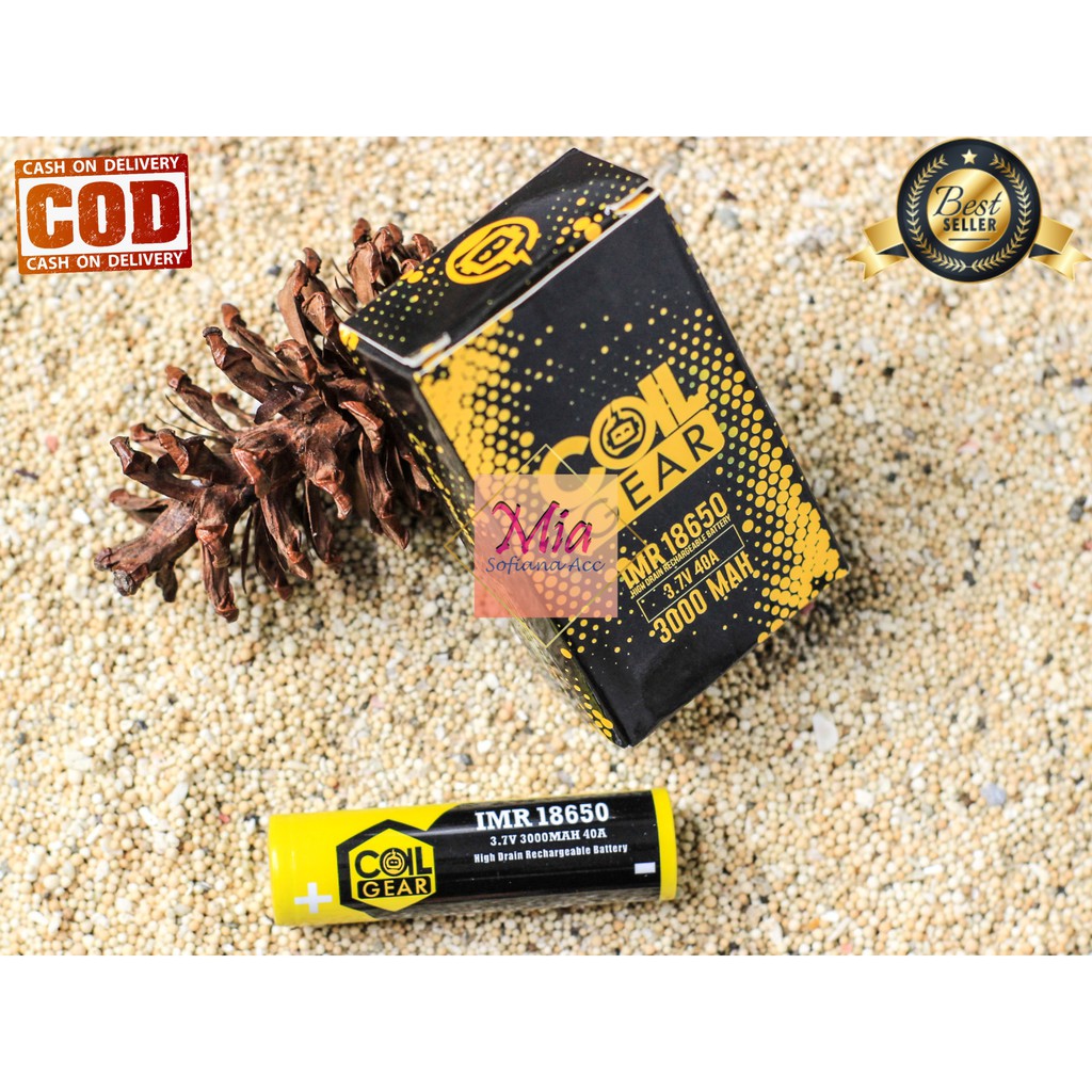 BATERAI BATRE VAPOOR COIL GEAR 3000mAh KUNING AUTHENTIC IMR 18650 HARGA PERBIJI