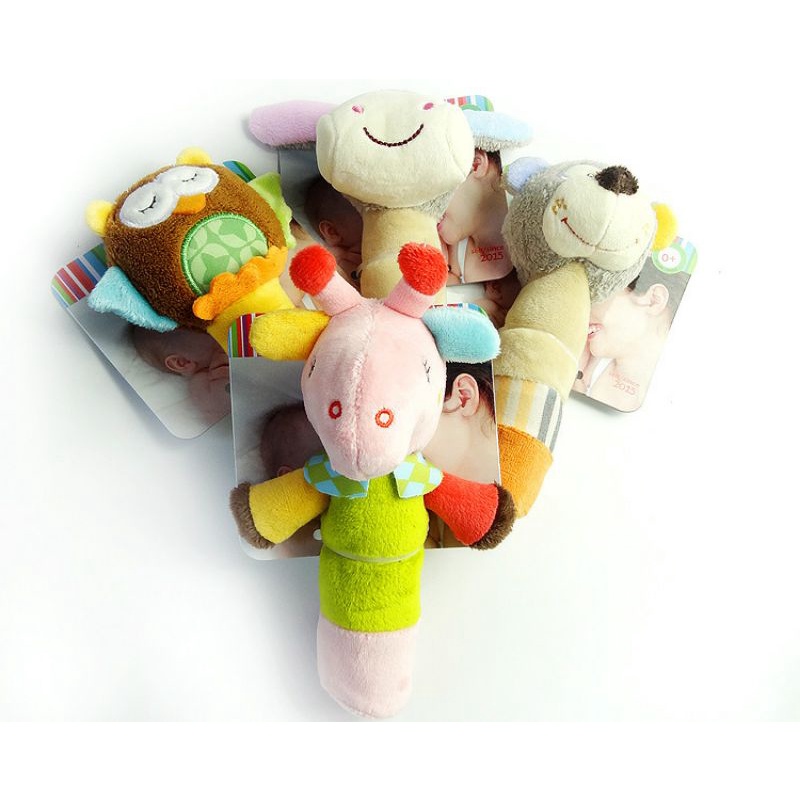 MAINAN BAYI RATTLE STIK PREMIUM / BONEKA BUNYI ANIMAL / MAINAN TANGAN BAYI/BONEKA TOET-TOET