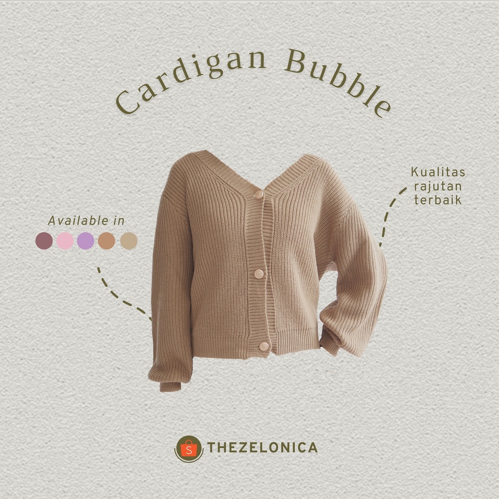 Zelonica Bubble Cardigan Bahan Rajut