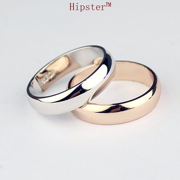 European and American Fashion Minimalist Personality Characteristic 24K Gold Aperture Couple Ring