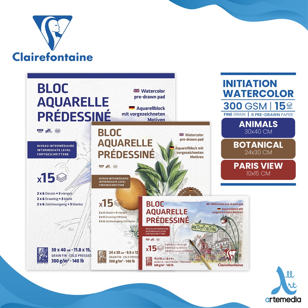

Clairefontaine Initiation Watercolor Learning Pad Kertas Belajar Cat Air