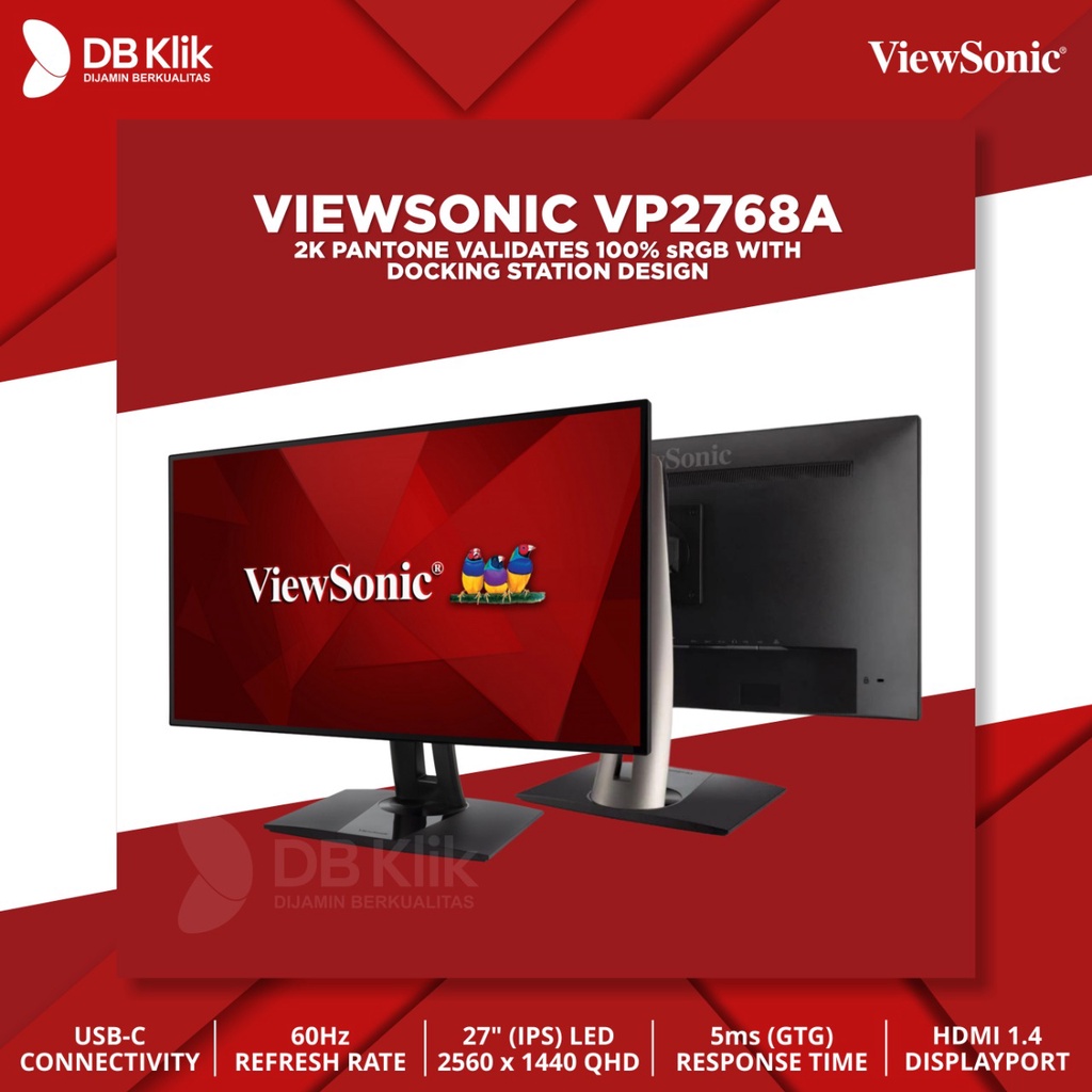 Monitor LED VIEWSONIC VP2768A 27&quot; IPS 60Hz QHD HDMI DP  - VP2768a