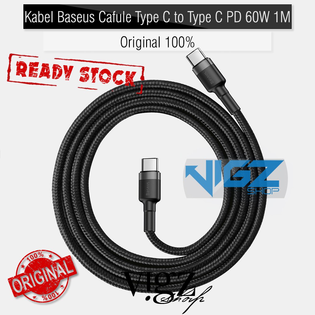 Kabel Charger Data Baseus Cafule Type C to Type C PD 60W 1M Original 100%