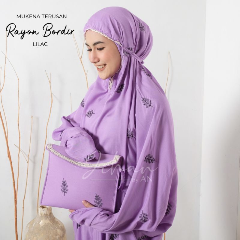 Mukena Terusan Bordir katun Rayon Travelling Jumbo Mukena Lajuran Mukena Pocong