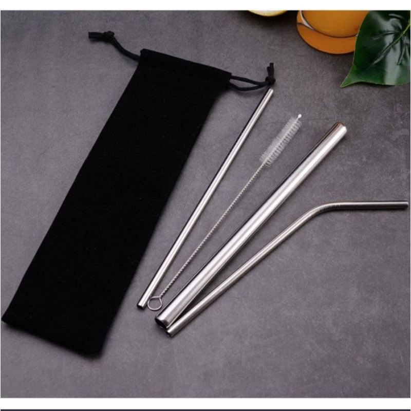 sedotan stainless set 5 in 1 straw