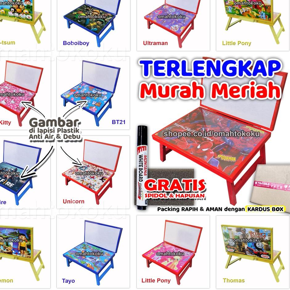 

Berkualitas Meja Belajar Plus Papan Tulis Lipat Karakter Anak Minimalis GRATIS SPIDOL dan PENGHAPUS 30x40x24 mini gambar DILAPISI PLASTIK ANTI AIR