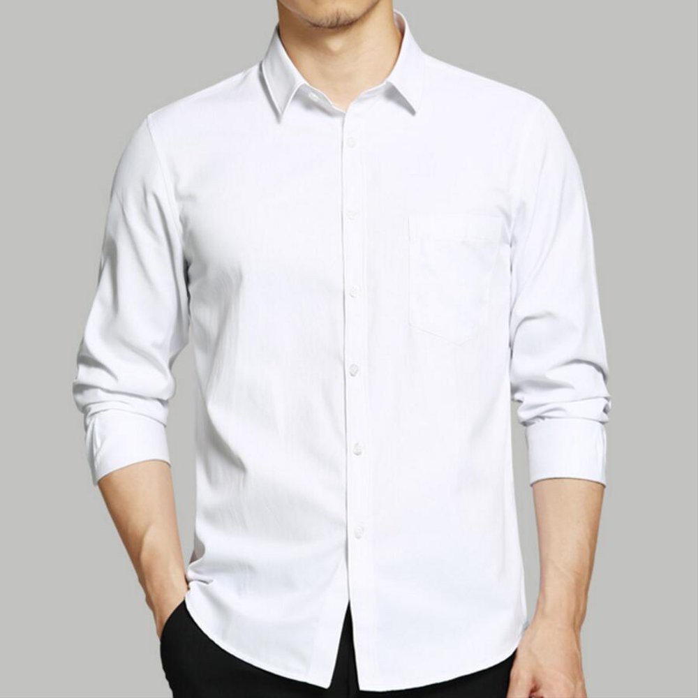 Lesta Langgeng Kemeja Formal Pria Putih Lengan Panjang Polos bahan Katun size S M L XL XXL Dovizio