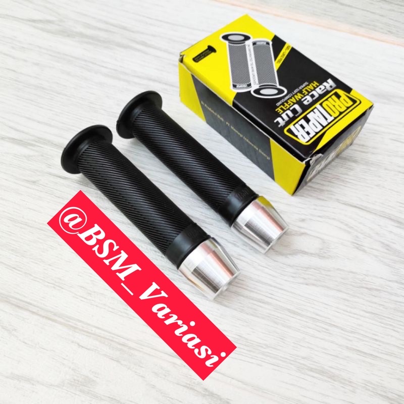 Handgrip protaper bulu set jalu stang pcx chrome jumbo universal semua motor Harga sepasang kanan kiri TERMURAH (GRIP PROTAPER BULU HITAM+JALU PCX CHROME)