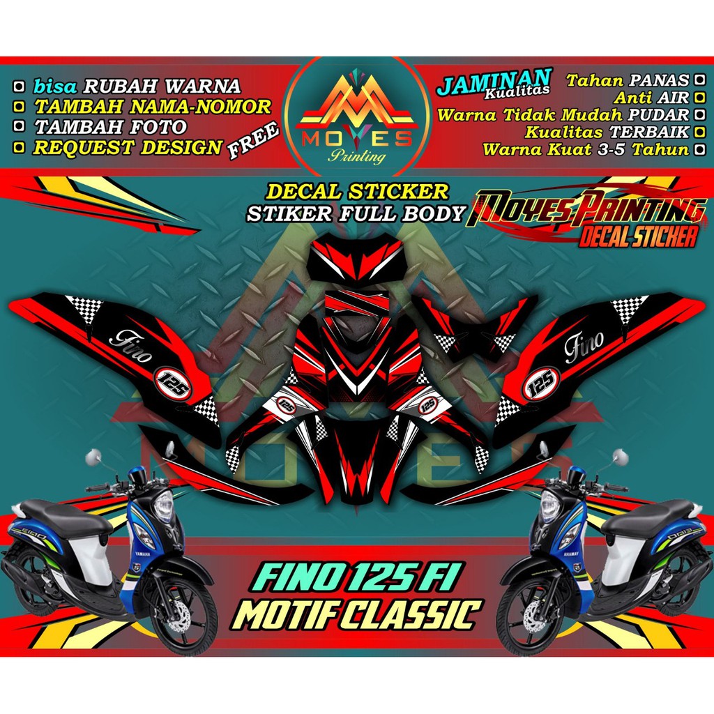 Decal Sticker Motor Fullbody Fino 125 F1 Motif Classic Keren Terbaru 2021 Stiker Yamaha Fino 125 F1