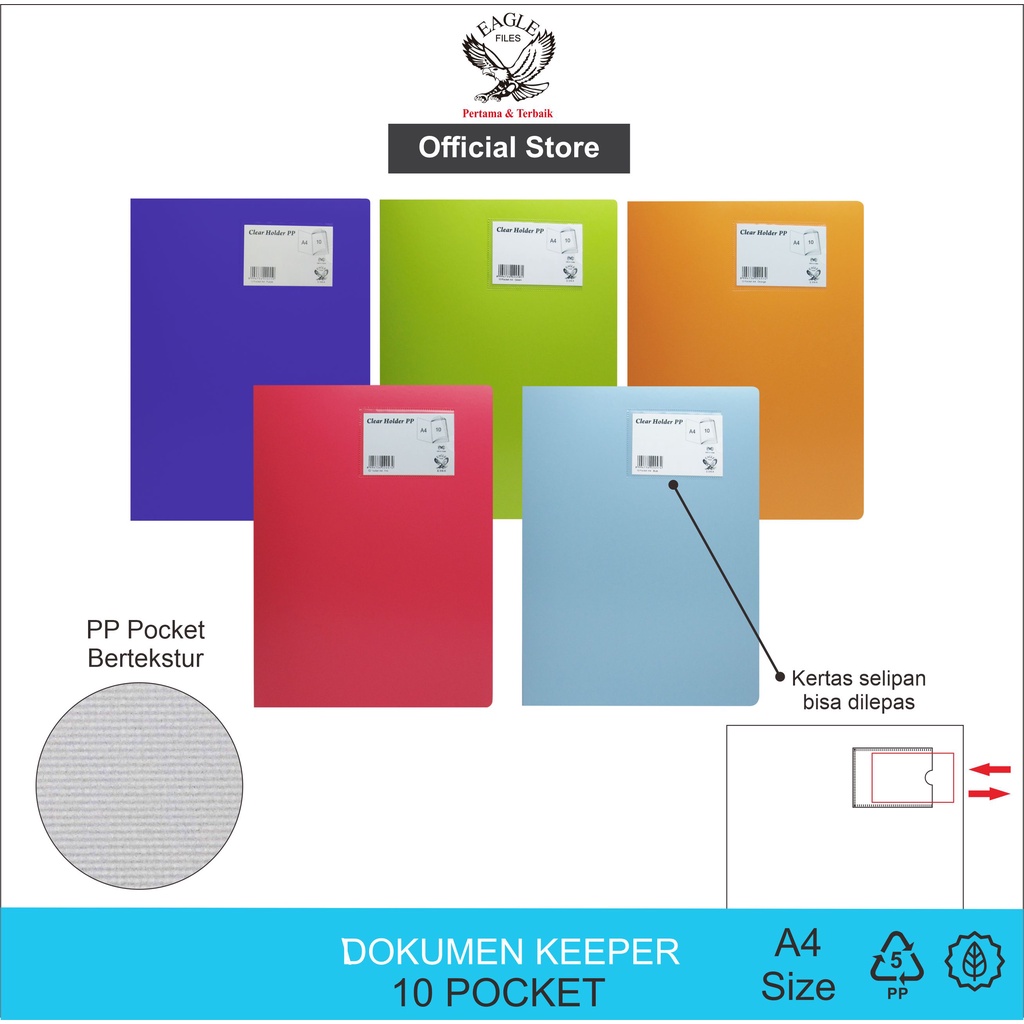 

Dokumen Keeper 10 Pocket EAGLE A4 Clear Holder Document Keeper Display Book
