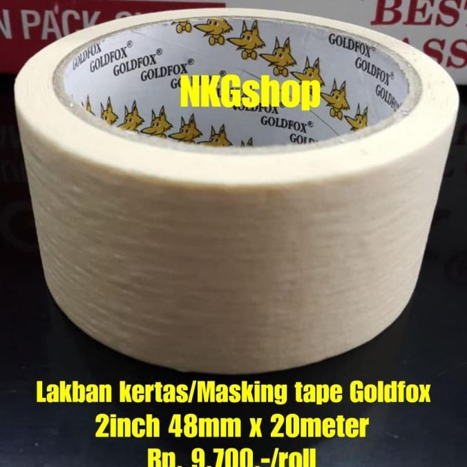 

[ varostore90 ] Masking tape/Lakban kertas Goldfox 2inch 48mmx20mtr (min 1dus=48roll)