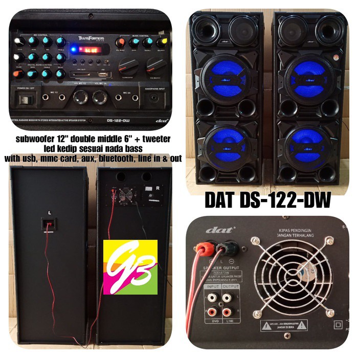 SPEAKER AKTIF DAN PASIF 12 INCH SEPASANG DAT DS 122 DW