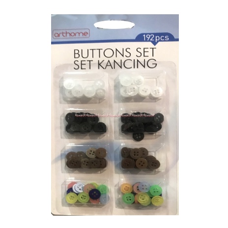 Arthome Button Set Kancing Set Aneka Kancing Sewing kits kancing Baju putih warna warni Art Home