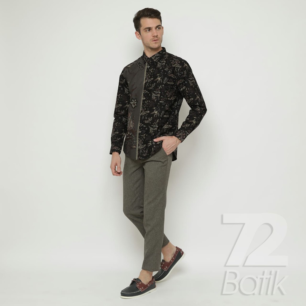 KEMEJA BATIK PRIA Lengan Panjang Premium Two Tone Pagi Sore Coklat Cokelat Choklat Tua 727374 Cap 72 - Baju Kemeja Atasan Pakaian Setelan Batik Pria Cowok Laki Laki Remaja Keluarga Kantor Lengan Panjang Modern Slimfit Slim Fit Premium Kekinian