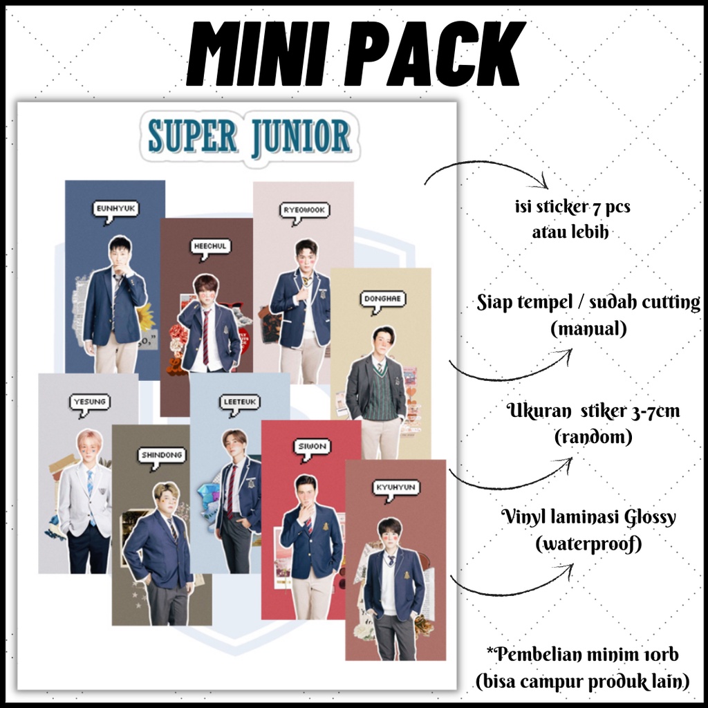

[MINI PACK] STICKER KAWAII AESTHETIC SUPER JUNIOR MEMBER SERIES | STICKER TUMBLR | STICKER LAPTOP HP KOPER HELM
