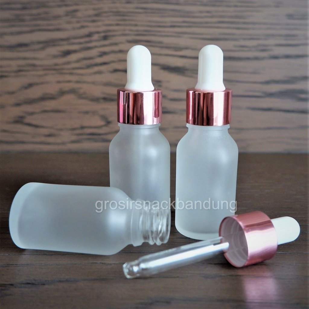 Pipet Kaca Botol Serum 15ml Frosted Rose Gold