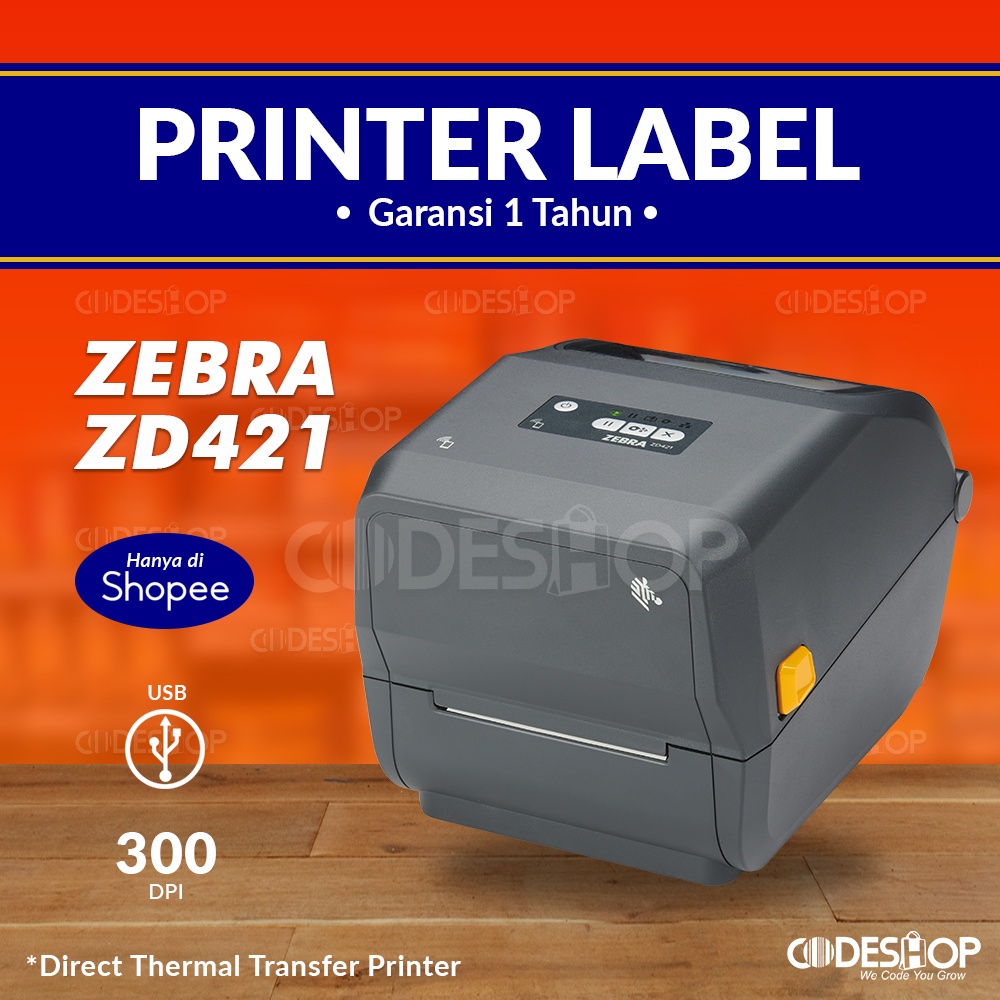 Printer Barcode Zebra ZD 421 Direct Thermal Transfer 300 DPI