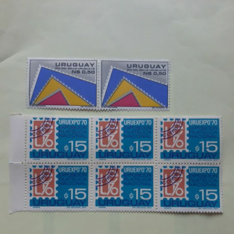 

Perangko Uruguay 1970 - 1971 blok set 8 prangko
