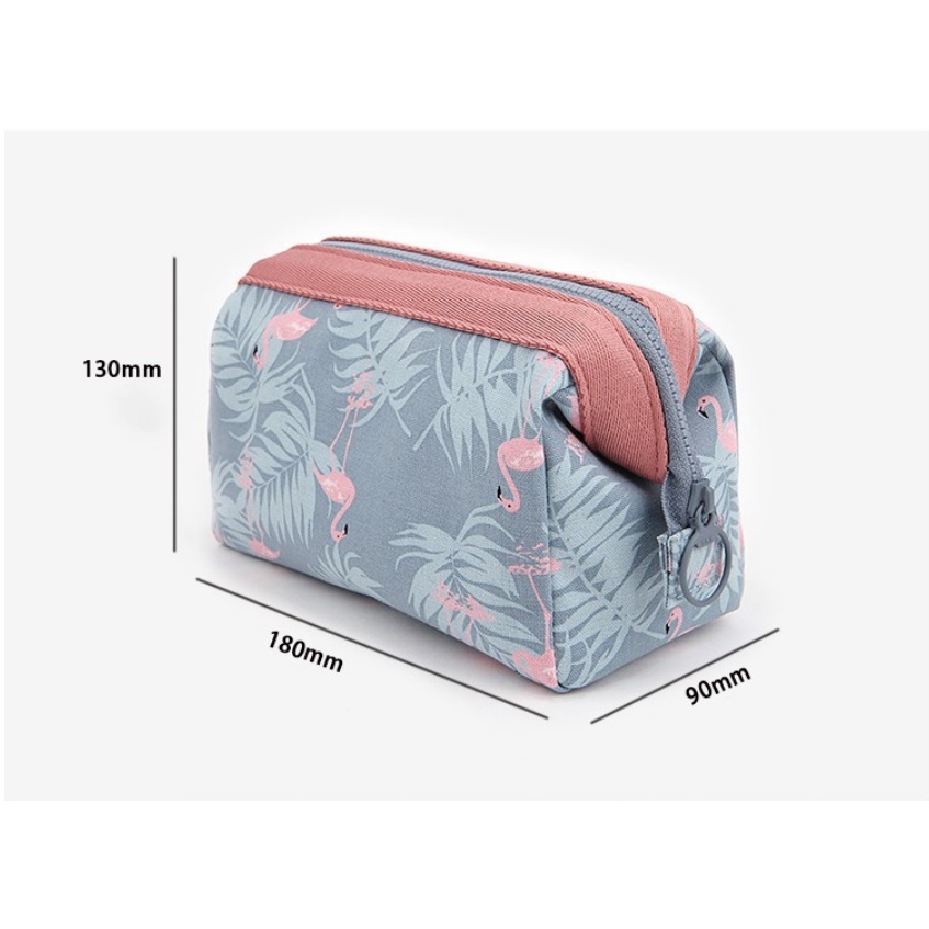 Tas Kosmetik travel bag organizer Makeup Anti Air Waterproof Motif Flamingo