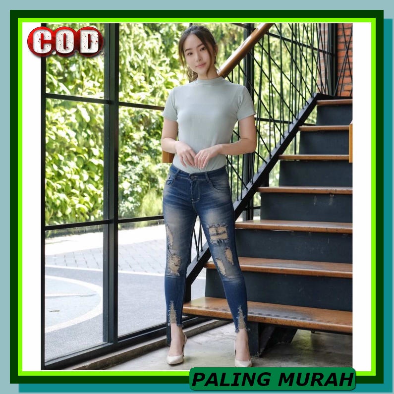 Celana Wanita Soft Jeans Import Bengalin Stretch Baggy Pants All  GK830 Celana Jeans Wanita 7Per9
