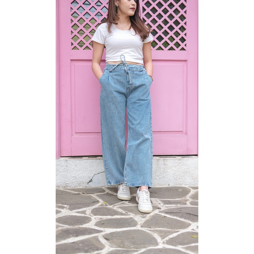 BEFAST - ZEC OOTD Celana Jeans MINUZ / 6466 Celana Panjang Jeans Kulot Tali / Jeans Denim / Celana Kulot Kekinian Remaja / Kulot Jeans Keluaran Terbaru / Jeans Style Korean