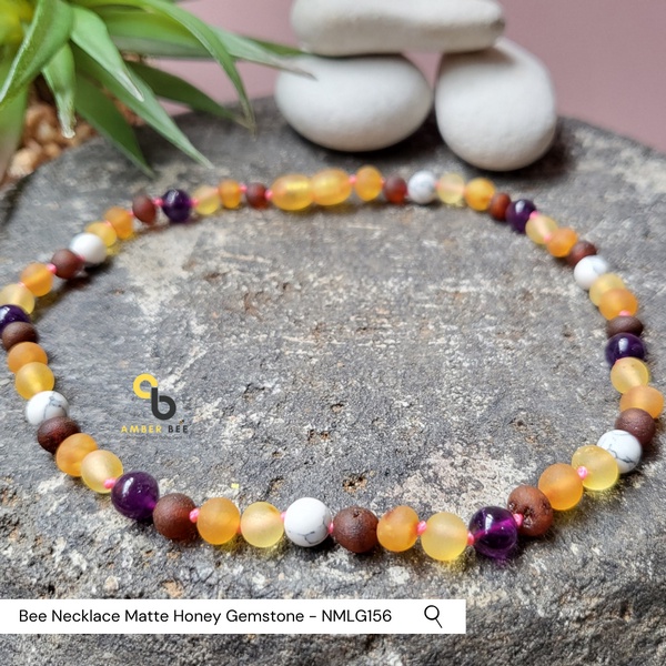 Kalung Amber Anak Premium Mix Gemstone NMLG156 By Amber Bee